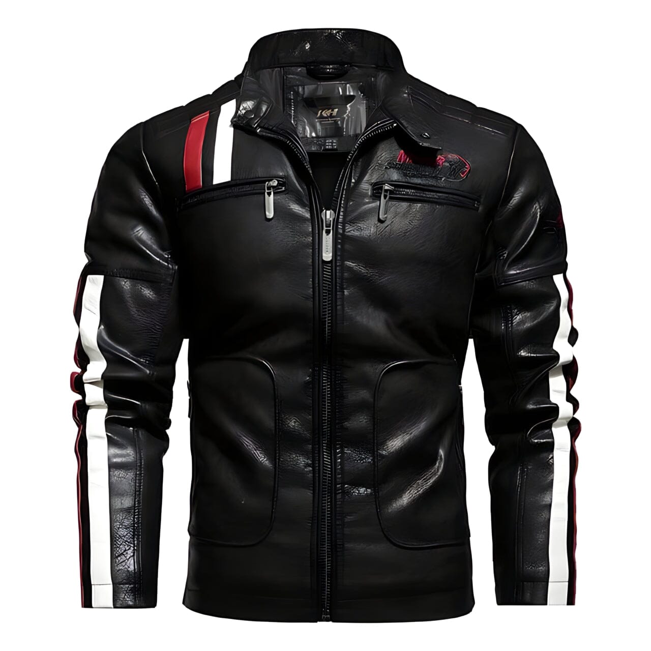 The Vincent Faux Leather Moto Biker Jacket - Black