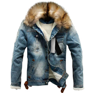 The Roscoe Faux Fur Denim Jacket Shop5798684 Store Blue XXS 