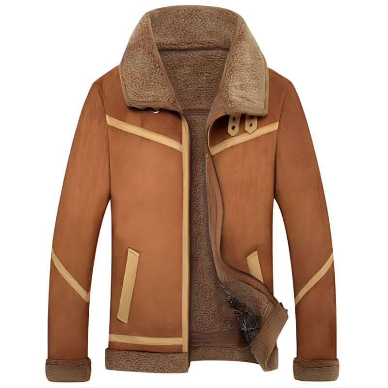 The Rio Faux Fur Leather Jacket TWILIGHTBEAR Store Brown 2XL 
