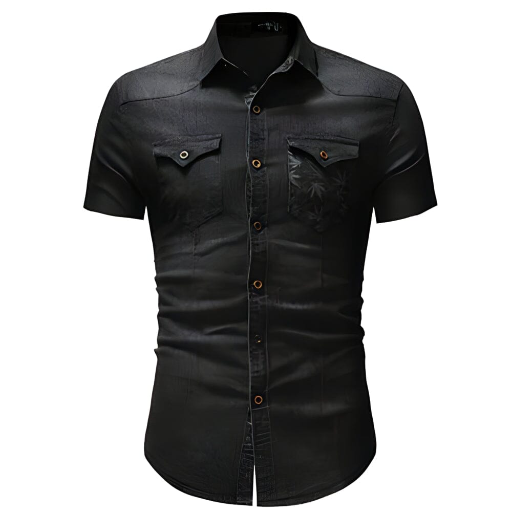 The Maui Short Sleeve Denim Shirt - Jet Black