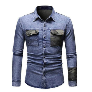 The Liam Long Sleeve Denim Shirt - Multiple Colors Well Worn Blue M 