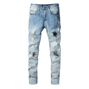 The Bulletproof Distressed Patchwork Denim Jeans Well Worn 28 